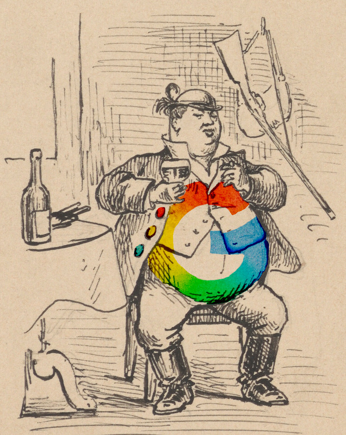 Fat guy wearing a Google logo
