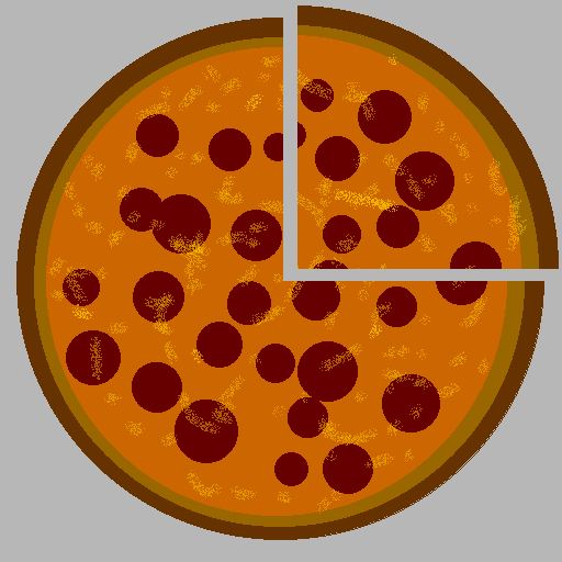 A quarter cut out of a pizza